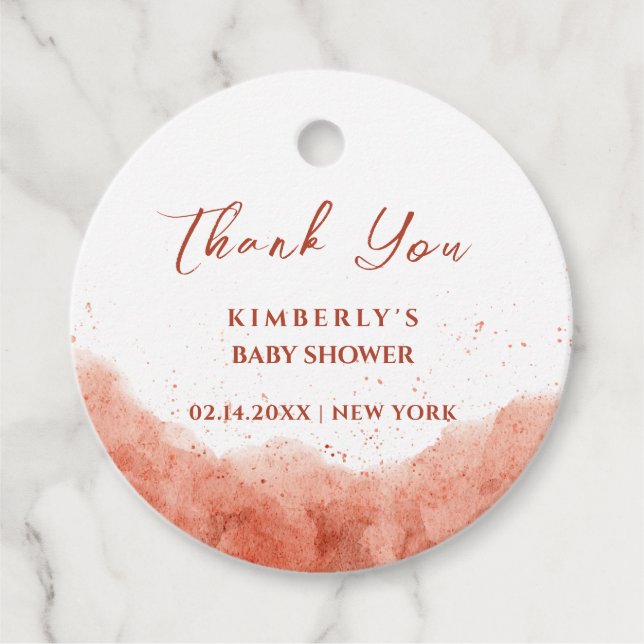 Étiquettes Cadeau Merci de Baby shower du désert de Terracotta Boho (Devant)