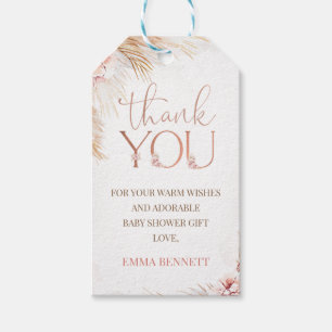 Étiquettes-cadeau Merci de Baby shower en laiton Boho Pampas