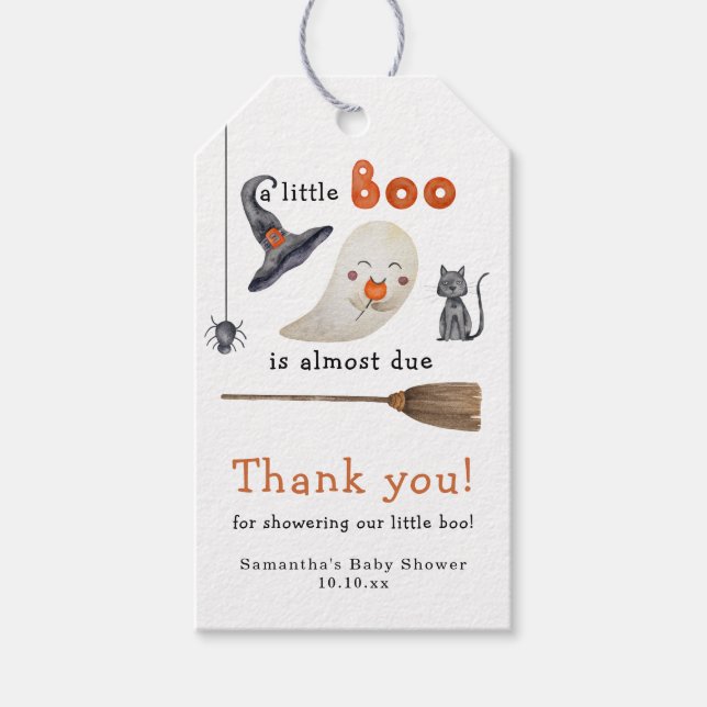 Étiquettes-cadeau Merci de Baby shower fantôme mignon (Devant)