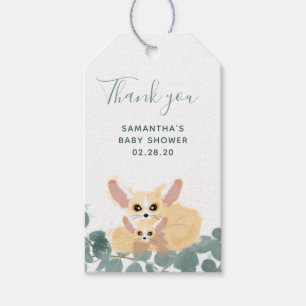 Étiquettes-cadeau Merci de Baby shower Fennec Fox Watercolor