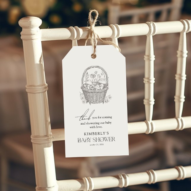 Étiquettes-cadeau Merci de Baby shower forestier antique Favoriser (Créateur téléchargé)