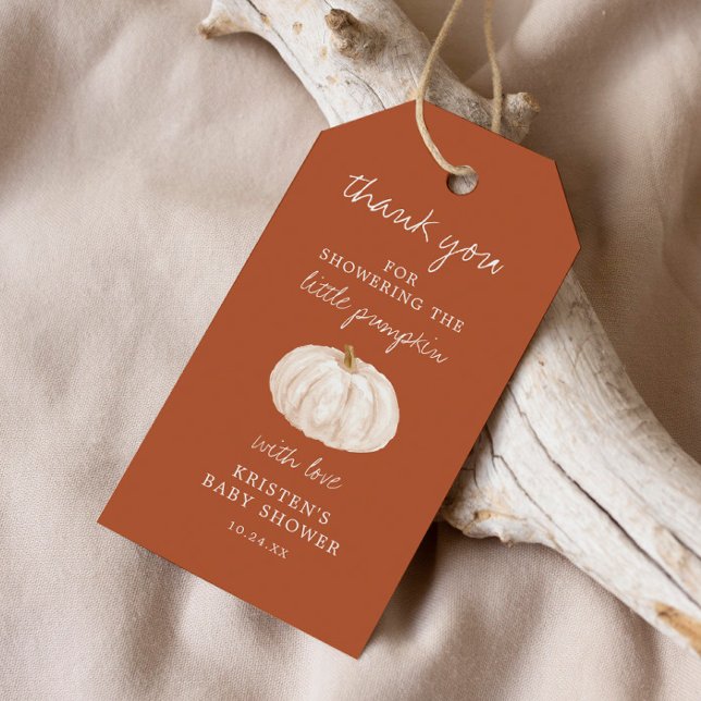 Étiquettes-cadeau Merci de Baby shower petit Citrouille d'automne (Créateur téléchargé)