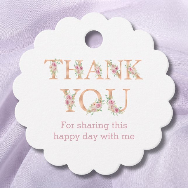Étiquettes Cadeau Merci de Baby shower Rose rose flou (Créateur téléchargé)