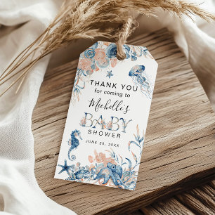 Étiquettes-cadeau Merci de Baby shower sous-marin aquarelle