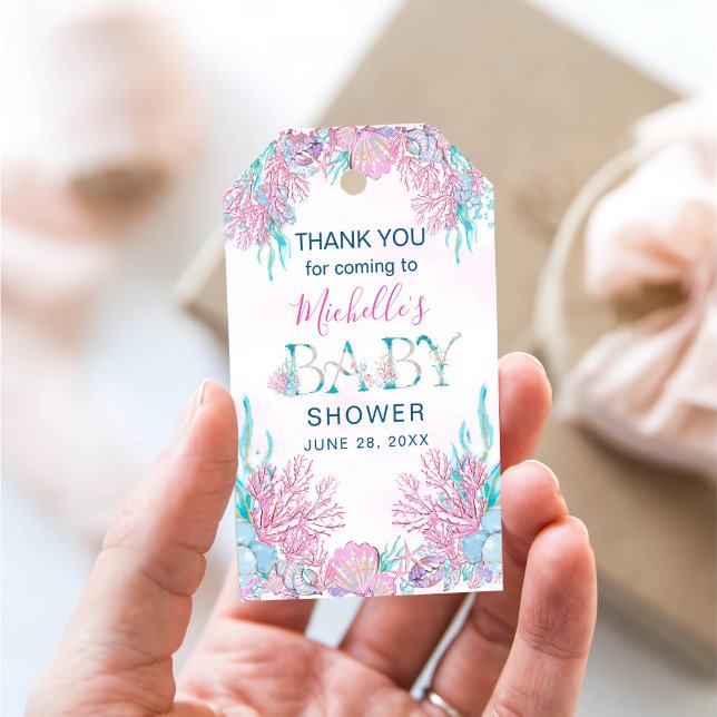 Étiquettes-cadeau Merci de Baby shower sous-marin aquarelle (Créateur téléchargé)