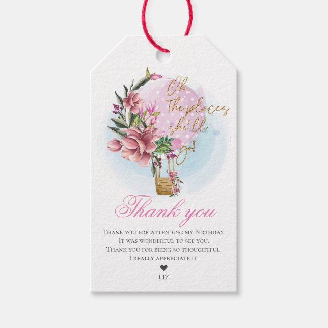 Étiquettes-cadeau Merci de ballon à air chaud