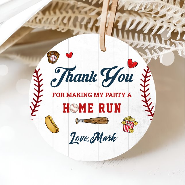 Étiquettes Cadeau Merci de baseball Boy Anniversaire Merci (Créateur téléchargé)