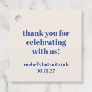 Étiquettes Cadeau Merci de Bat mitzvah personnalisé bleu ivoire gras