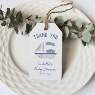 Étiquettes-cadeau Merci de bateau à voile Baby shower garçon