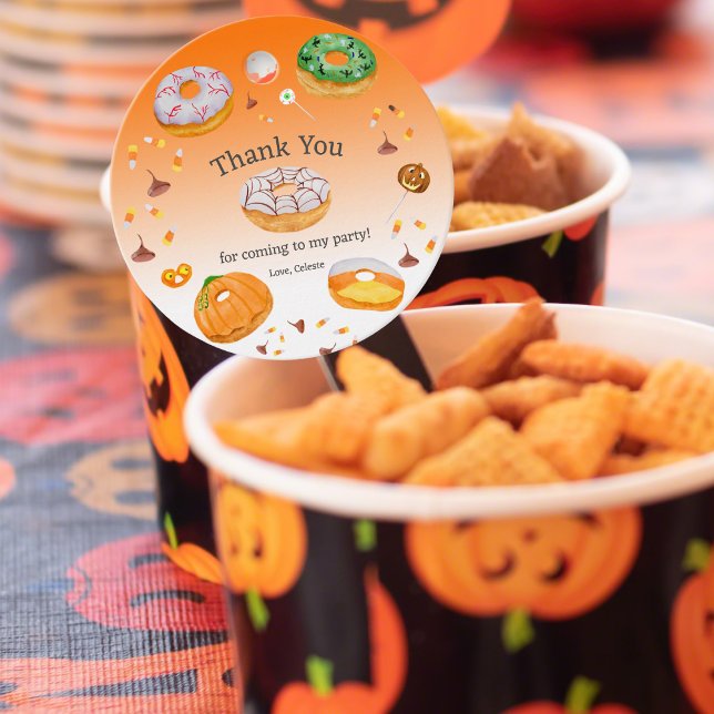 Étiquettes Cadeau Merci de bonbon d'Halloween à l'aquarelle (You can put this favor tag on cups, gifts and bags.)