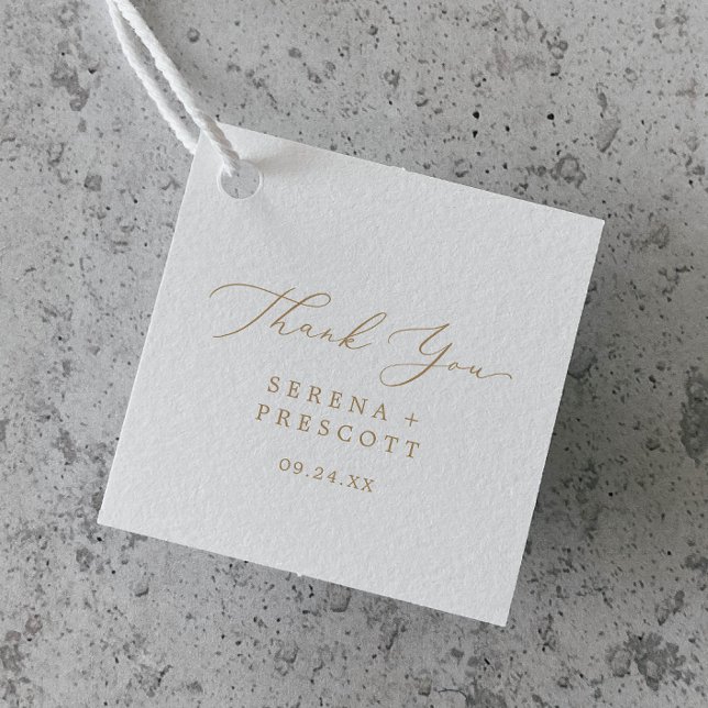Étiquettes Cadeau Merci de calligraphie or délicat (Créateur téléchargé)