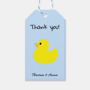 Étiquettes-cadeau Merci de canard jaune, Bleu Couleur Tags cadeaux