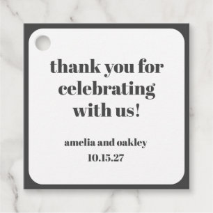 Étiquettes Cadeau Merci de célébration minimaliste noir et blanc