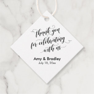 Étiquettes Cadeau Merci de célébrer avec nous en noir et blanc