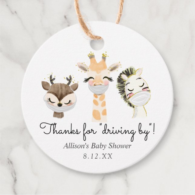 Étiquettes Cadeau Merci de conduire par les animaux dans les masques (Devant)