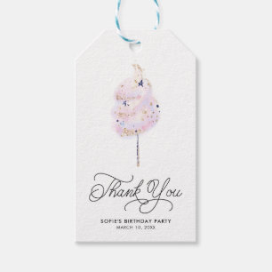 Étiquettes-cadeau Merci de coton rose magique de sucrerie et de