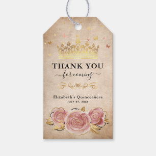 Étiquettes-cadeau Merci de Couronne rose rose pâle Rose rose Favoris