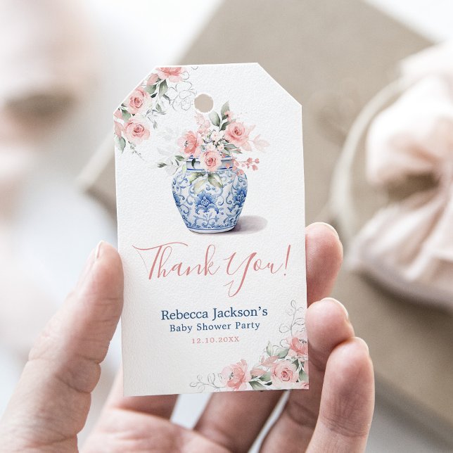 Étiquettes-cadeau Merci de  de Baby shower de bocal rose (Créateur téléchargé)