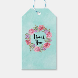 Étiquettes-cadeau Merci de  de courroie d'aquarelle florale