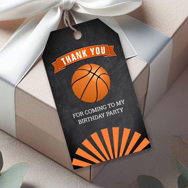 Étiquettes-cadeau Merci de fête d'anniversaire de basket (Créateur téléchargé)