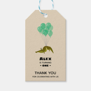 Étiquettes-cadeau Merci de fête d'anniversaire de crocodile