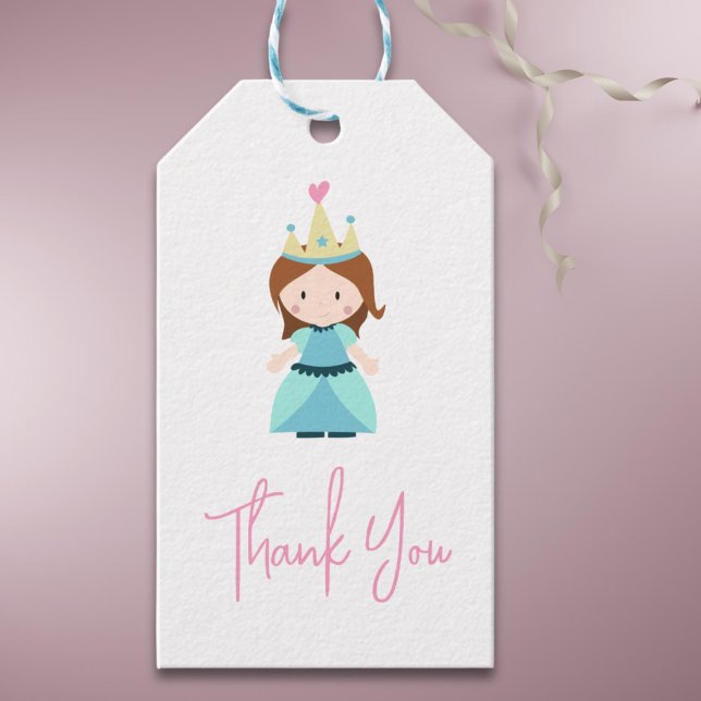 Étiquettes-cadeau Merci de fête d'anniversaire de la mignonne prince (Cute Princess Birthday Party Thank You Gift Tags)