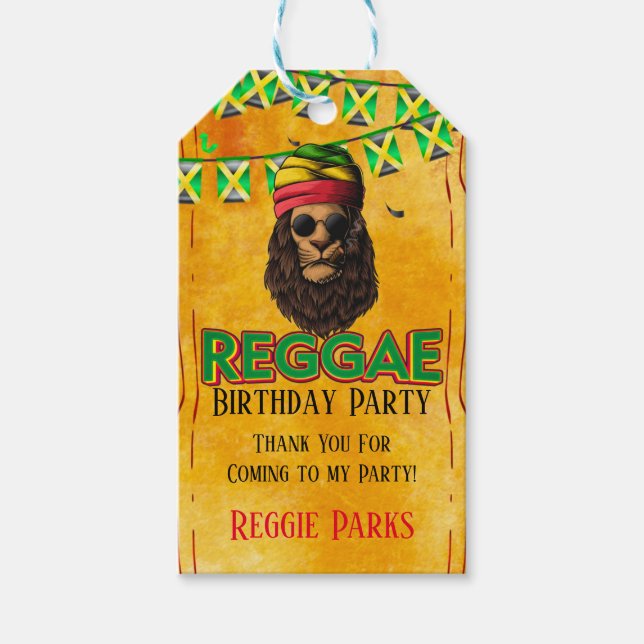 Étiquettes-cadeau Merci de fête d'anniversaire de reggae (Devant)