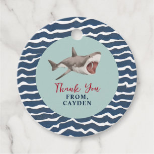 Étiquettes Cadeau Merci de fête d'anniversaire de requins