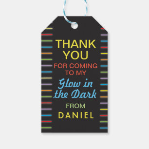 Étiquettes-cadeau Merci de fête d'anniversaire Tags Glow in the Dark