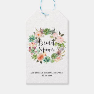 Étiquettes-cadeau Merci de Fête de l'mariée de de Wreath de Boho