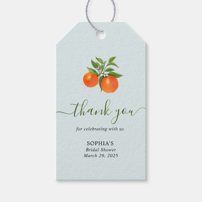 Étiquettes-cadeau Merci de Fête des mariées Citrus Orange (Devant)