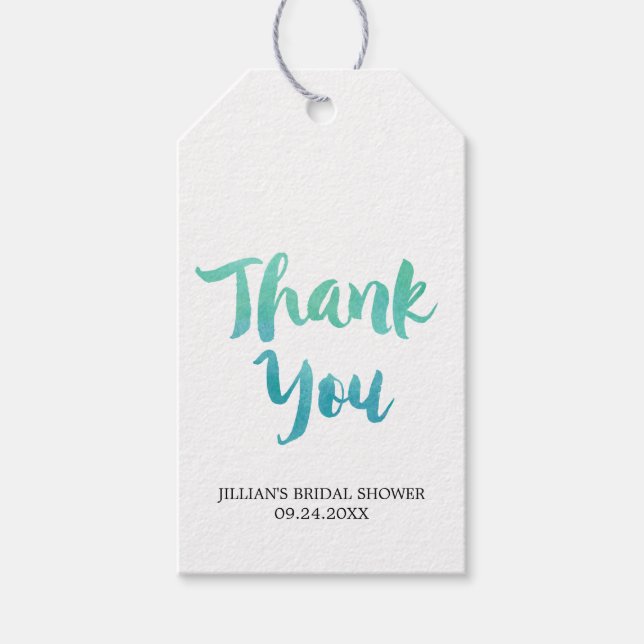 Étiquettes-cadeau Merci de Fête des mariées de calligraphie aquarell (Devant)