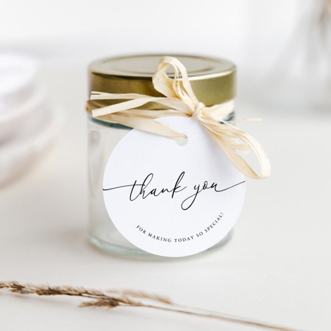 Étiquettes Cadeau Merci de Fête des mariées de calligraphie minimali (Créateur téléchargé)