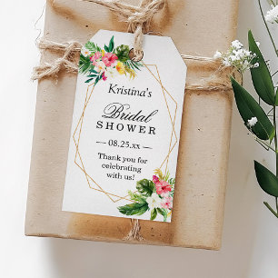 Étiquettes-cadeau Merci de Fête des mariées de Flamant rose floral t