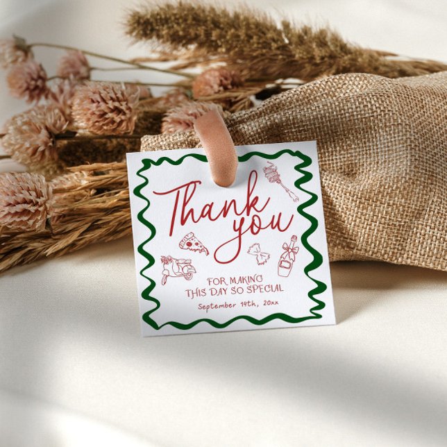 Étiquettes Cadeau Merci de Fête des mariées de pizza italienne à mai (Créateur téléchargé)