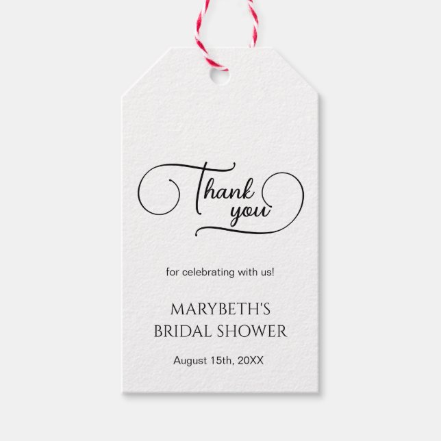 Étiquettes-cadeau Merci de Fête des mariées de script simple et élég (Devant)