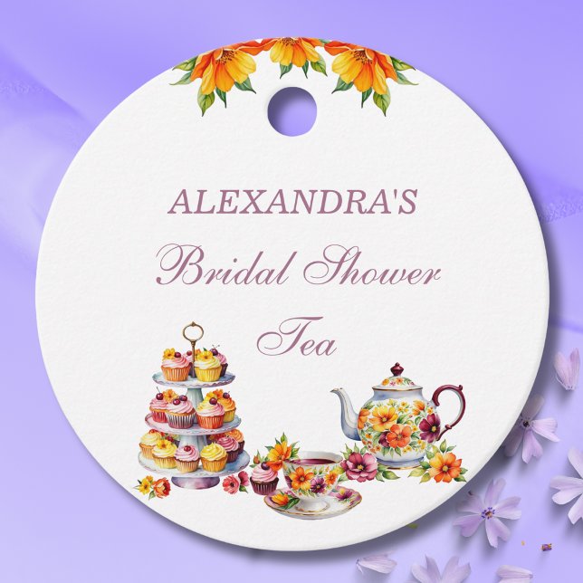 Étiquettes Cadeau Merci de Fête des mariées de thé floral Lilac rose (Créateur téléchargé)