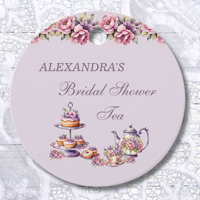 Étiquettes Cadeau Merci de Fête des mariées de thé rose Lilac (Créateur téléchargé)