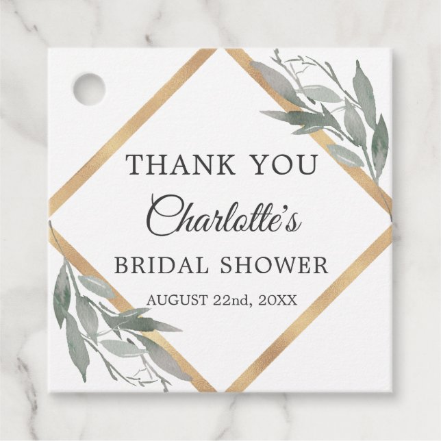Étiquettes Cadeau Merci de Fête des mariées d'or Feuille (Devant)
