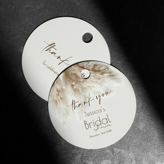 Étiquettes Cadeau Merci de Fête des mariées en laiton Boho Fluffy Pa (Créateur téléchargé)