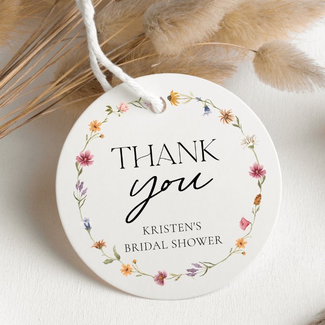 Étiquettes Cadeau Merci de Fête des mariées Fleur sauvage florale (Créateur téléchargé)