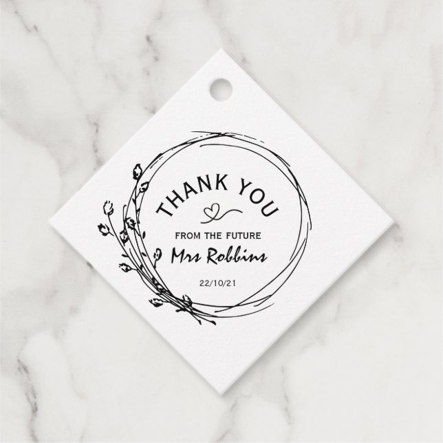 Étiquettes Cadeau Merci de Fête des mariées floral rustique (Devant)