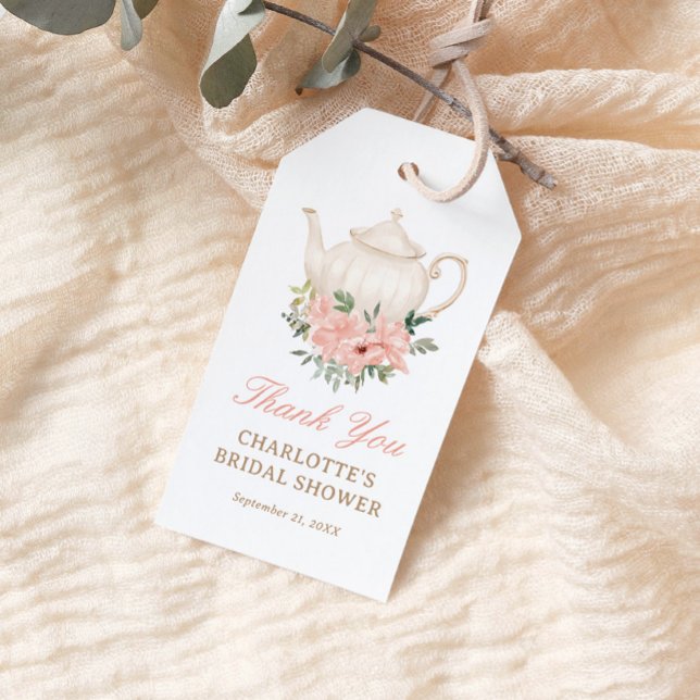 Étiquettes-cadeau Merci de Fête des mariées Floral Tea Party (Créateur téléchargé)