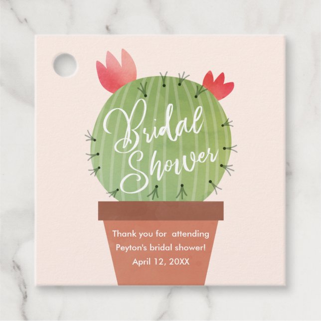 Étiquettes Cadeau Merci de Fête des mariées moderne Cactus (Devant)