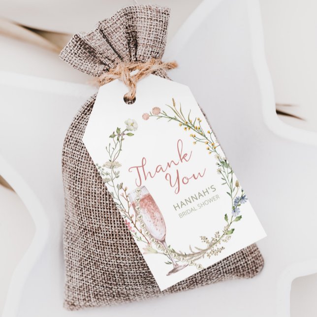 Étiquettes-cadeau Merci de Fête des mariées Pearl et Prosecco (Créateur téléchargé)