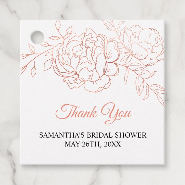 Étiquettes Cadeau Merci de Fête des mariées rose or élégant (Devant)