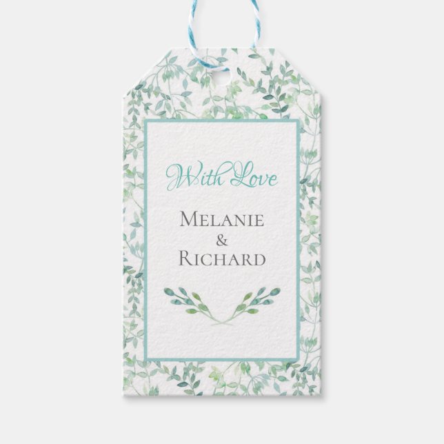 Étiquettes-cadeau Merci de feuillage vert printemps Favoriser les ét (Devant)