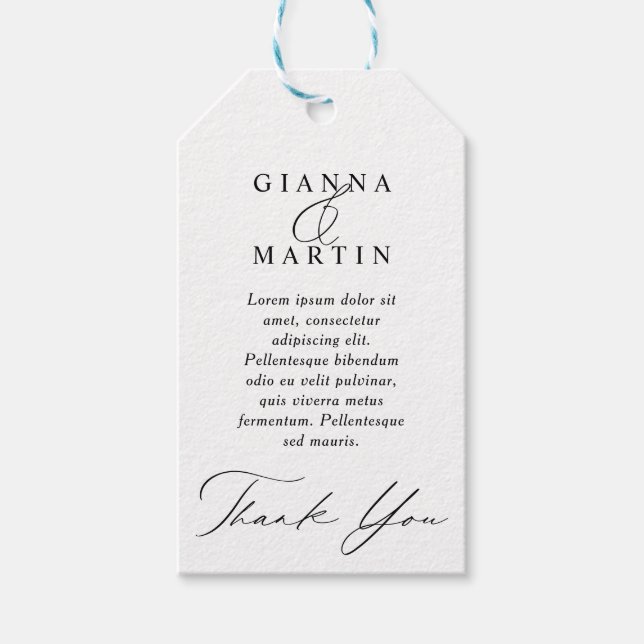 Étiquettes-cadeau Merci de fin de semaine Mariage moderne (Devant)