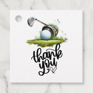 Étiquettes Cadeau Merci de golf avec texte avec balle de golf en ver