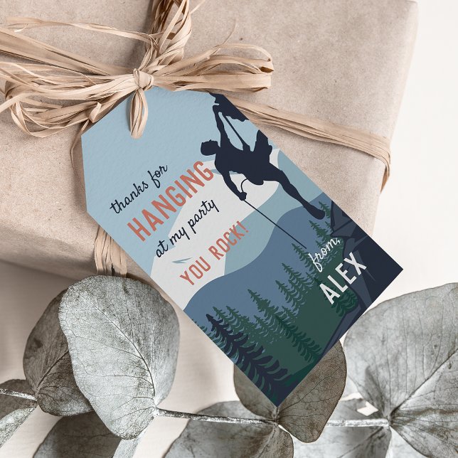Étiquettes-cadeau Merci de Hanging | Escalade rock Anniversaire Favo (Créateur téléchargé)